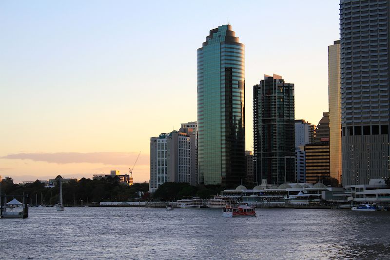 The Brisbane River and CBD at sunset